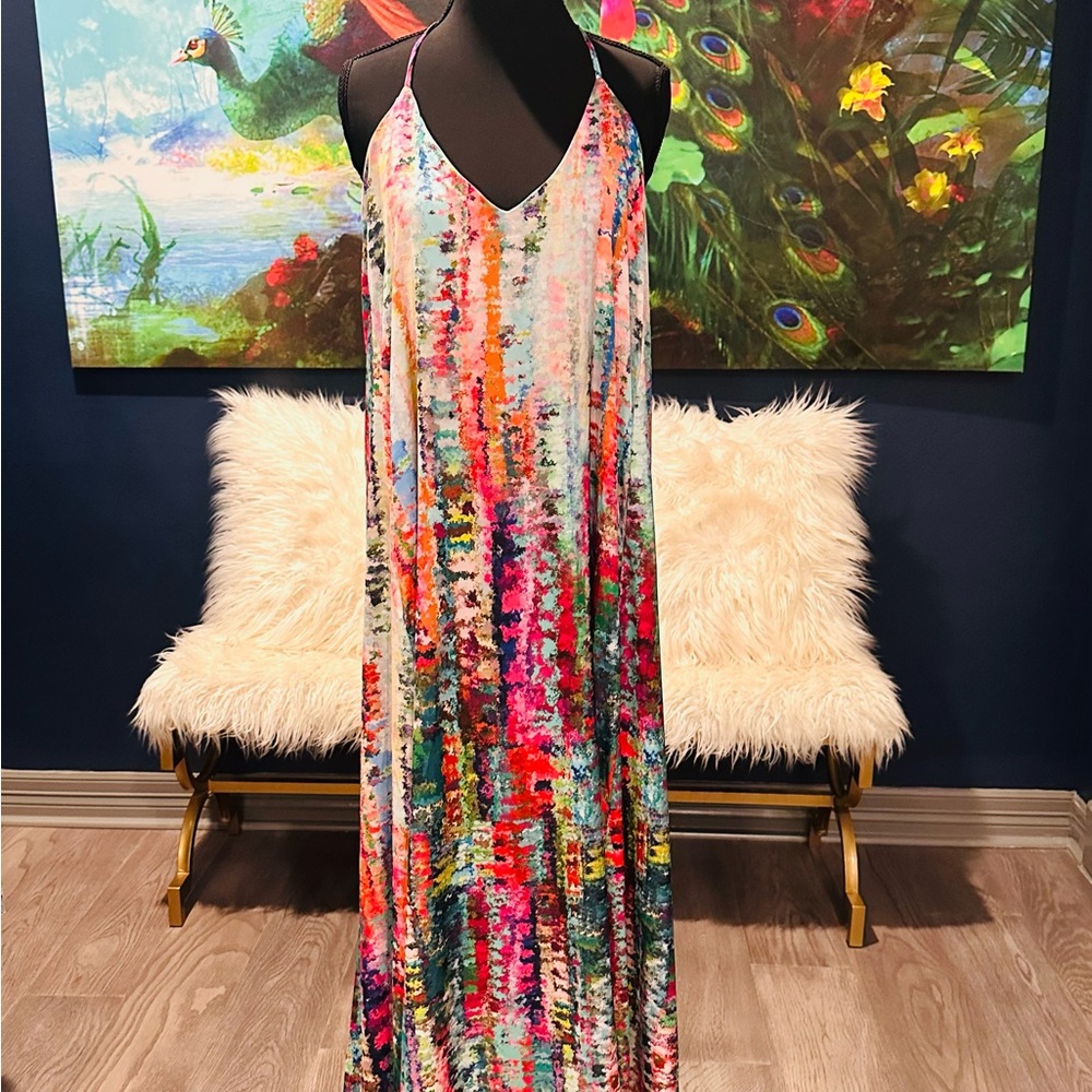 Nicole Miller Colorful Abstract Maxi Dress